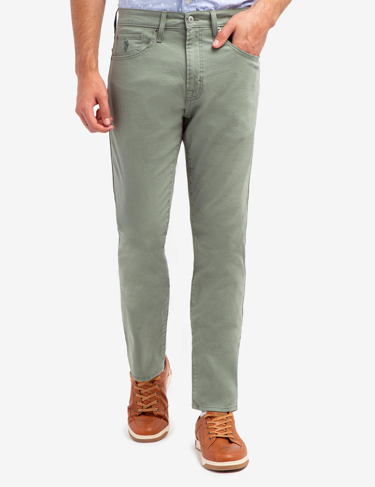 Slim Straight Stretch Chino Pants for Men | 5-Pocket Comfort Fit