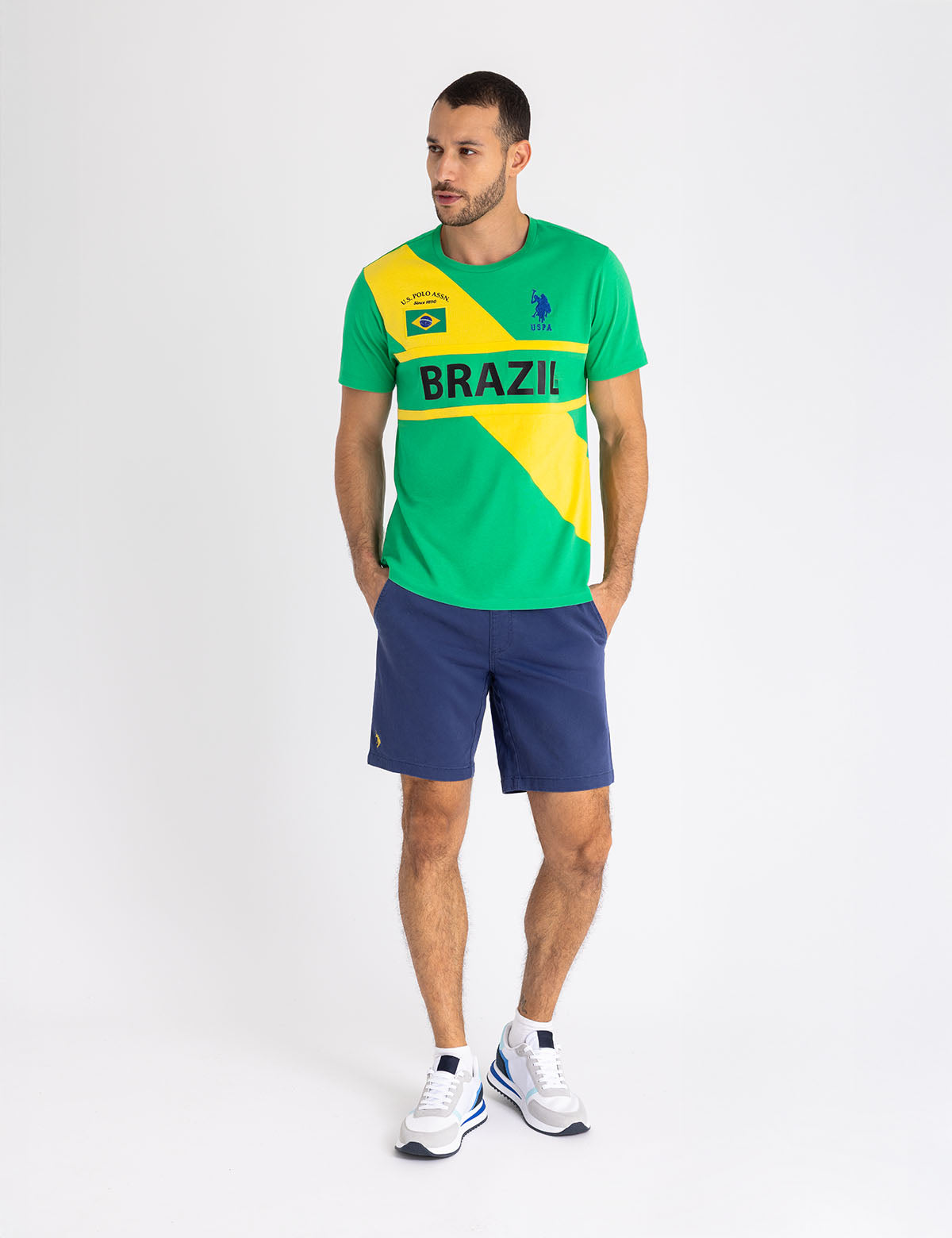 Brazil Diagonal Color Block Jersey T-Shirt | Sporty Casual Wear