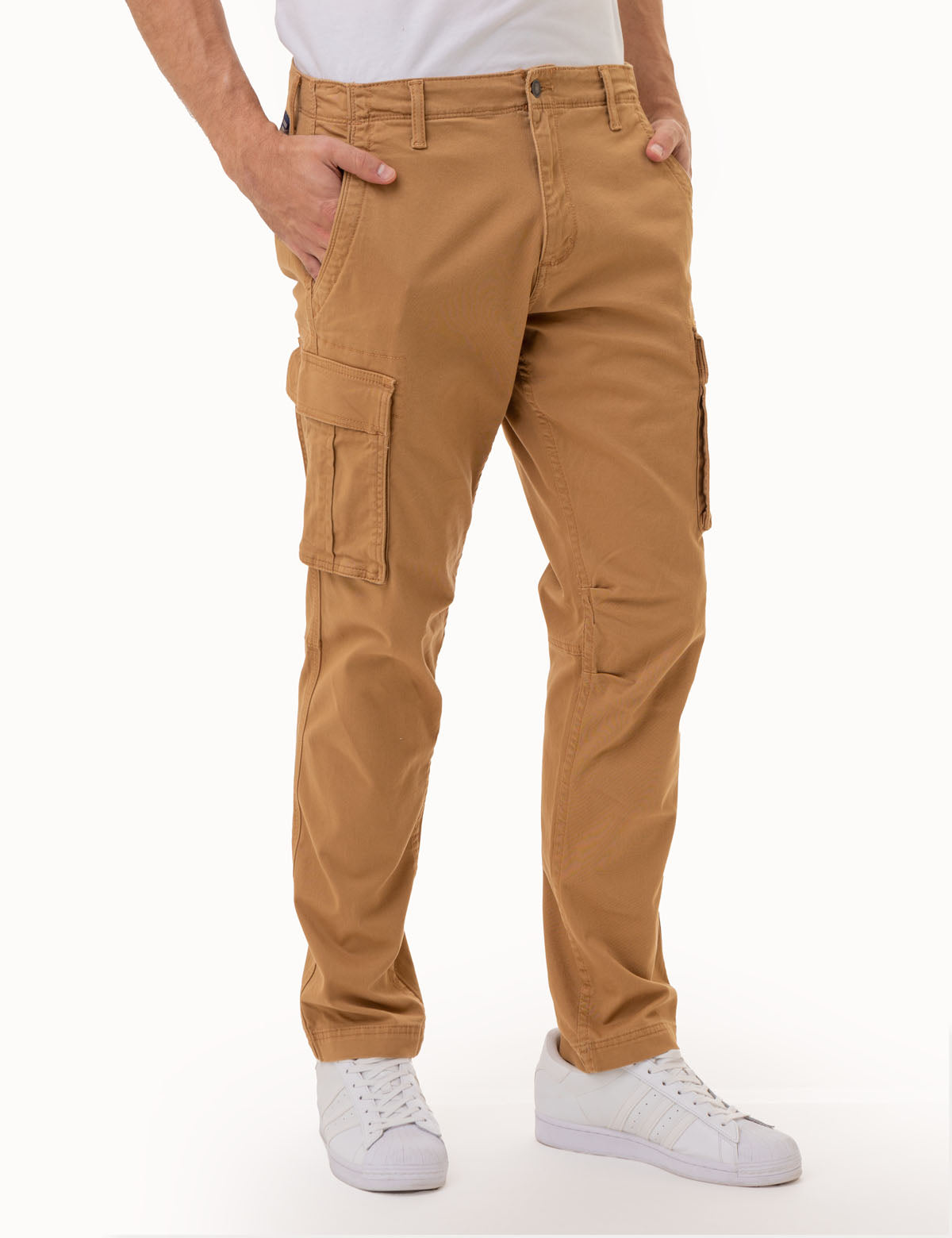 Slim Straight Cargo Pants with Utility Pockets | Button Fly & Flap Closure
