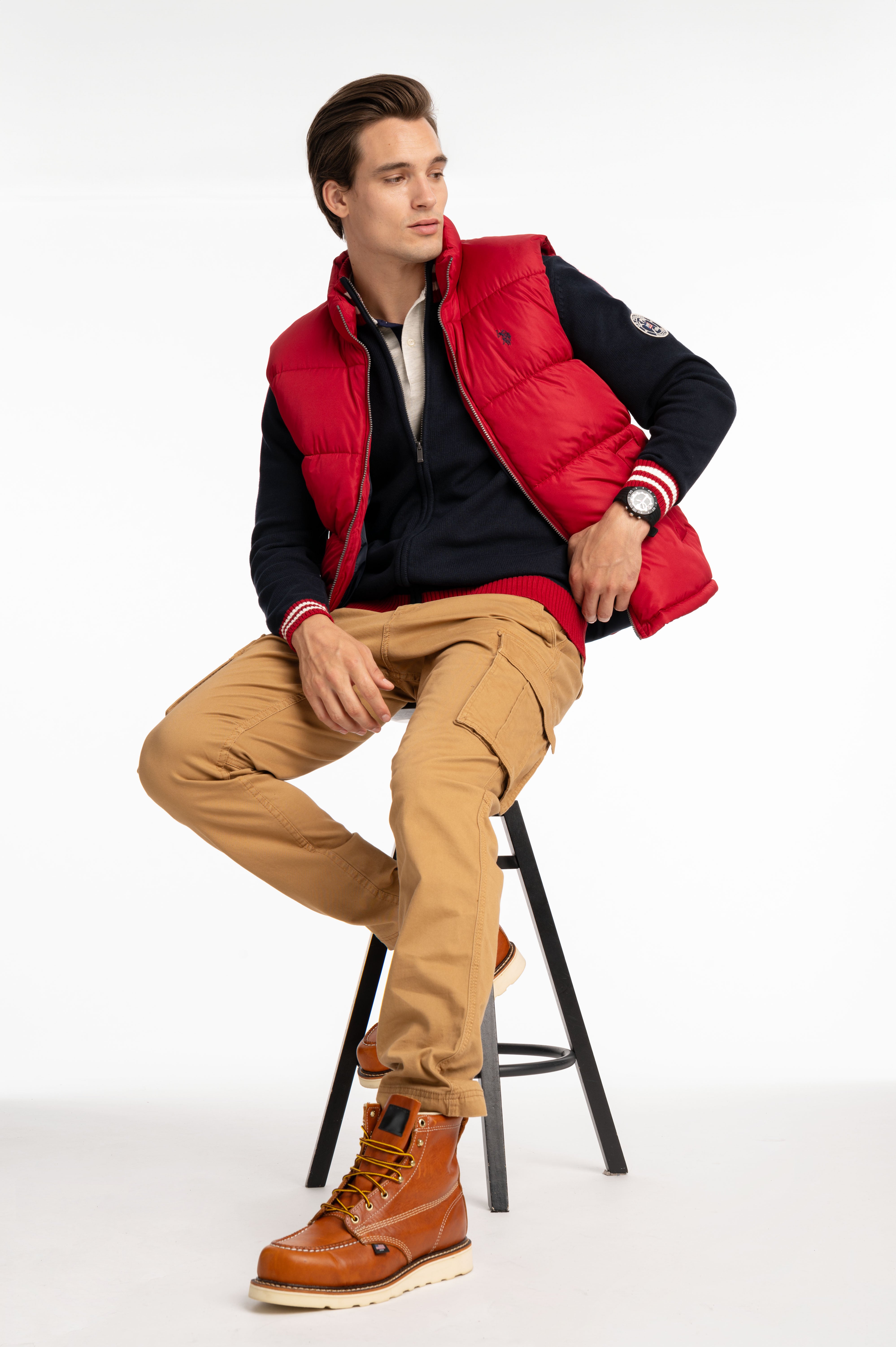 Slim Straight Cargo Pants with Utility Pockets | Button Fly & Flap Closure