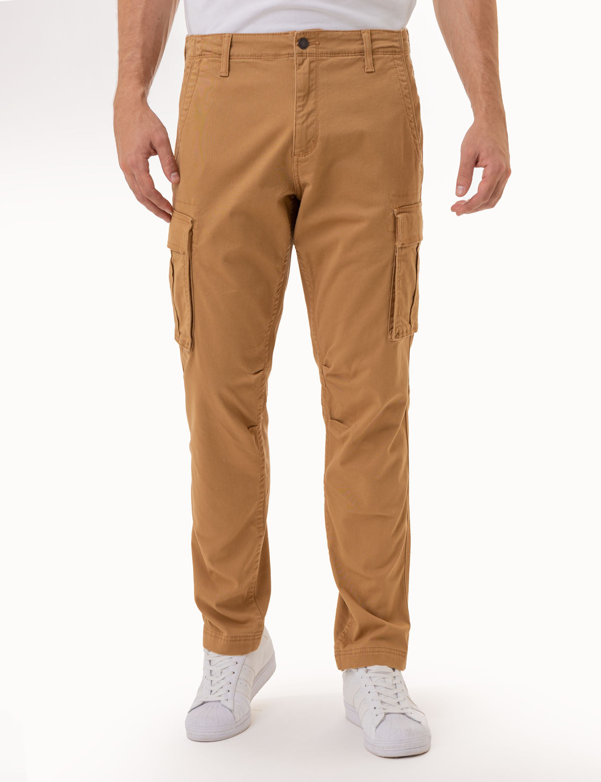 Slim Straight Cargo Pants with Utility Pockets | Button Fly & Flap Closure