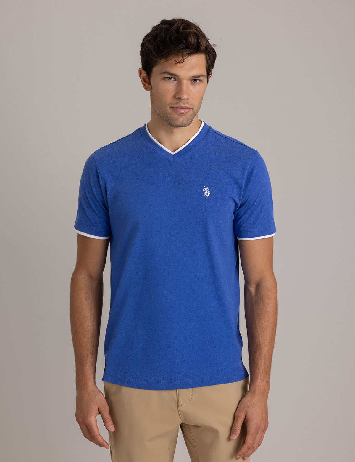 Double V-Neck T-Shirt for Men | Casual Slim Fit Tee