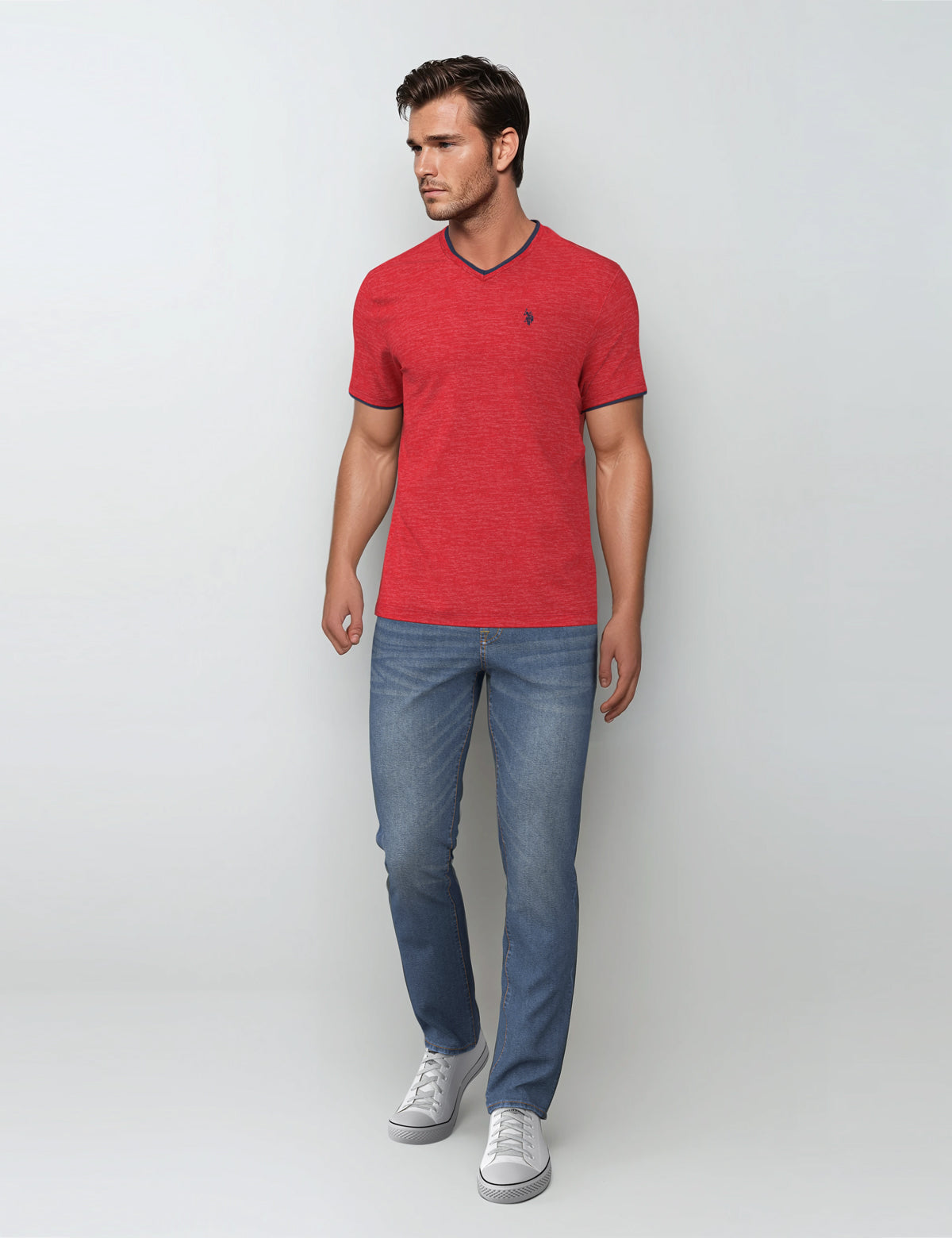 Double V-Neck T-Shirt for Men | Casual Slim Fit Tee