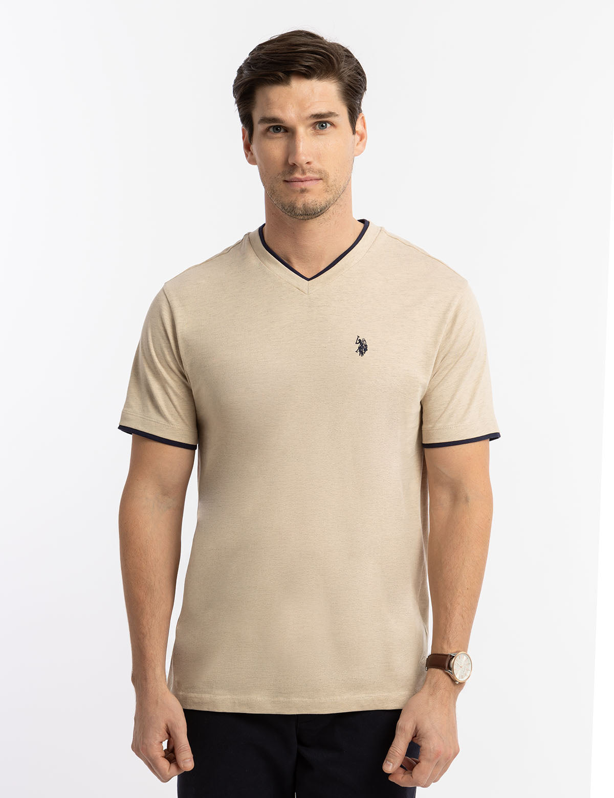 Double V-Neck T-Shirt for Men | Casual Slim Fit Tee