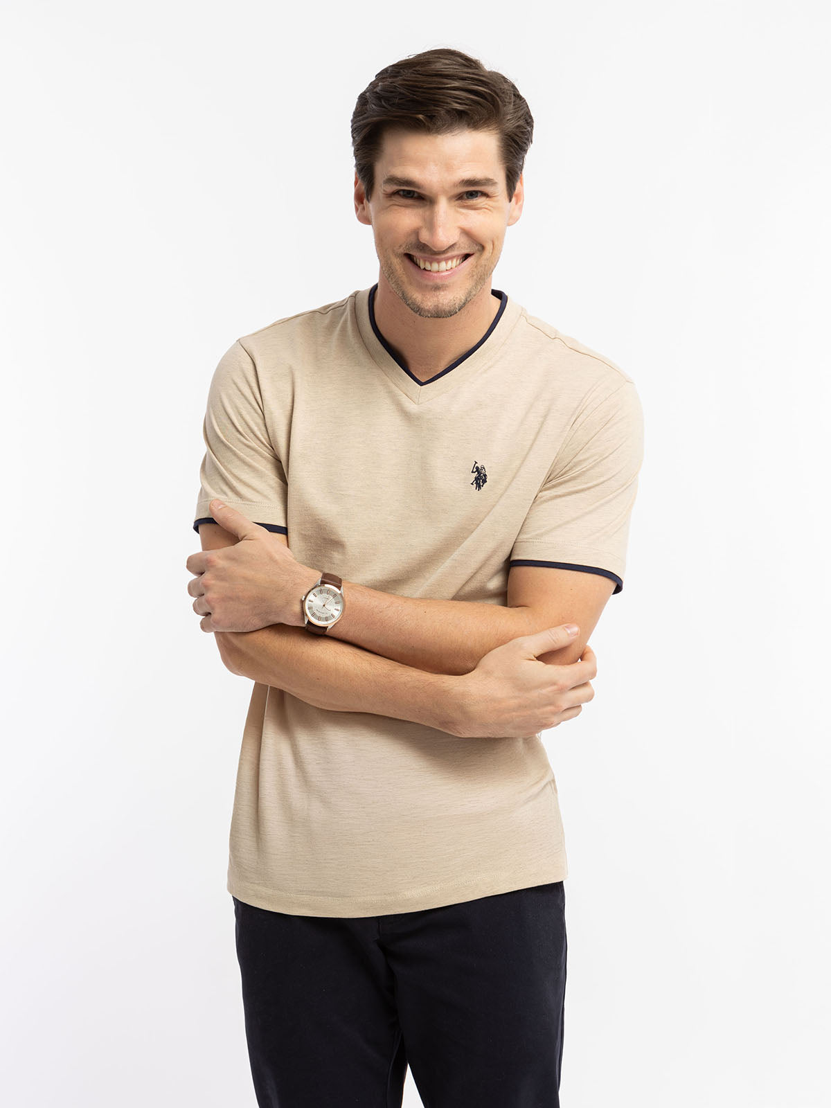 Double V-Neck T-Shirt for Men | Casual Slim Fit Tee