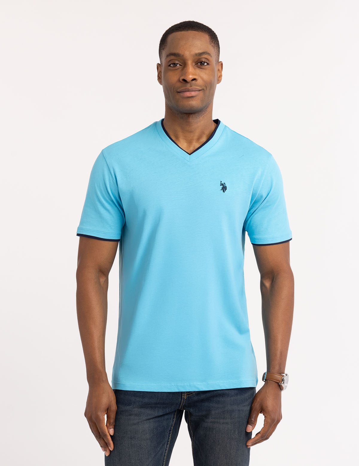 Double V-Neck T-Shirt for Men | Casual Slim Fit Tee