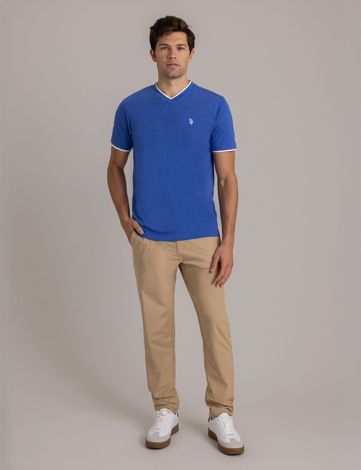 Double V-Neck T-Shirt for Men | Casual Slim Fit Tee