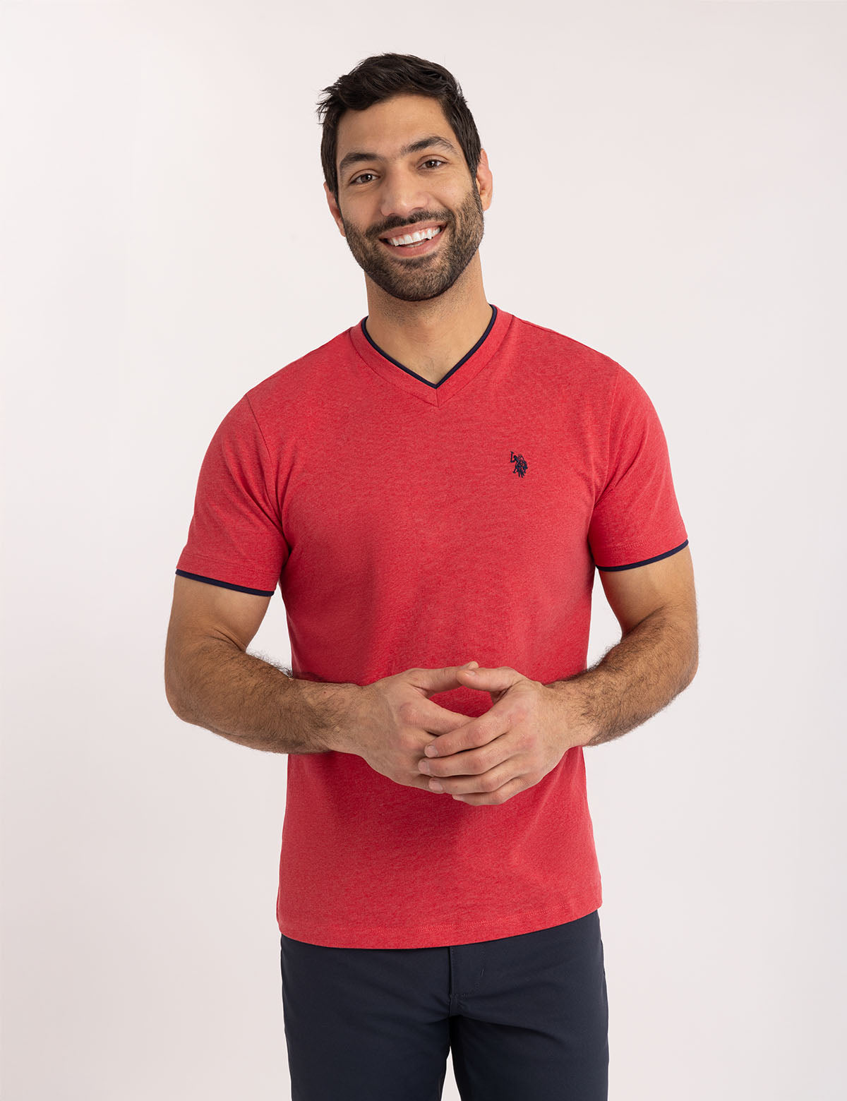 Double V-Neck T-Shirt for Men | Casual Slim Fit Tee