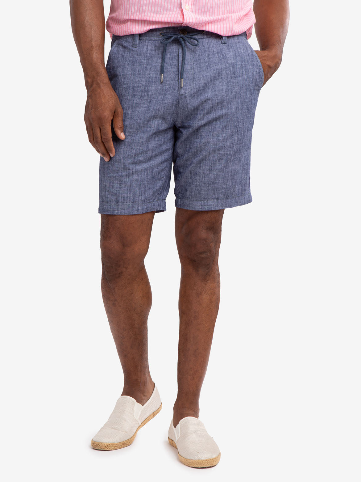 Slub Chambray Drawstring Shorts for Men | Casual Summer Wear