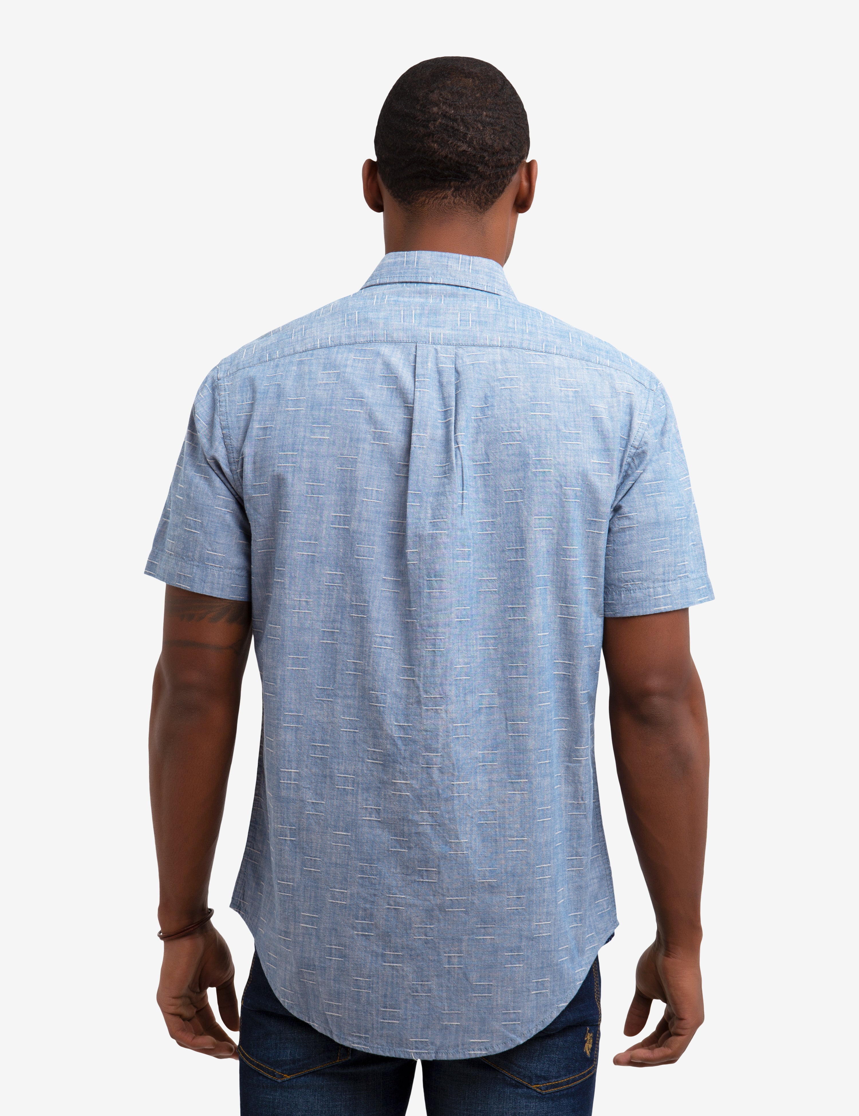Slub Dobby Cotton Shirt with Button Front & Pocket | Casual Short Sleeve