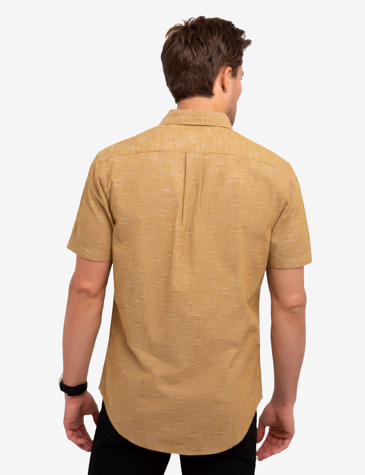 Slub Dobby Cotton Shirt with Button Front & Pocket | Casual Short Sleeve