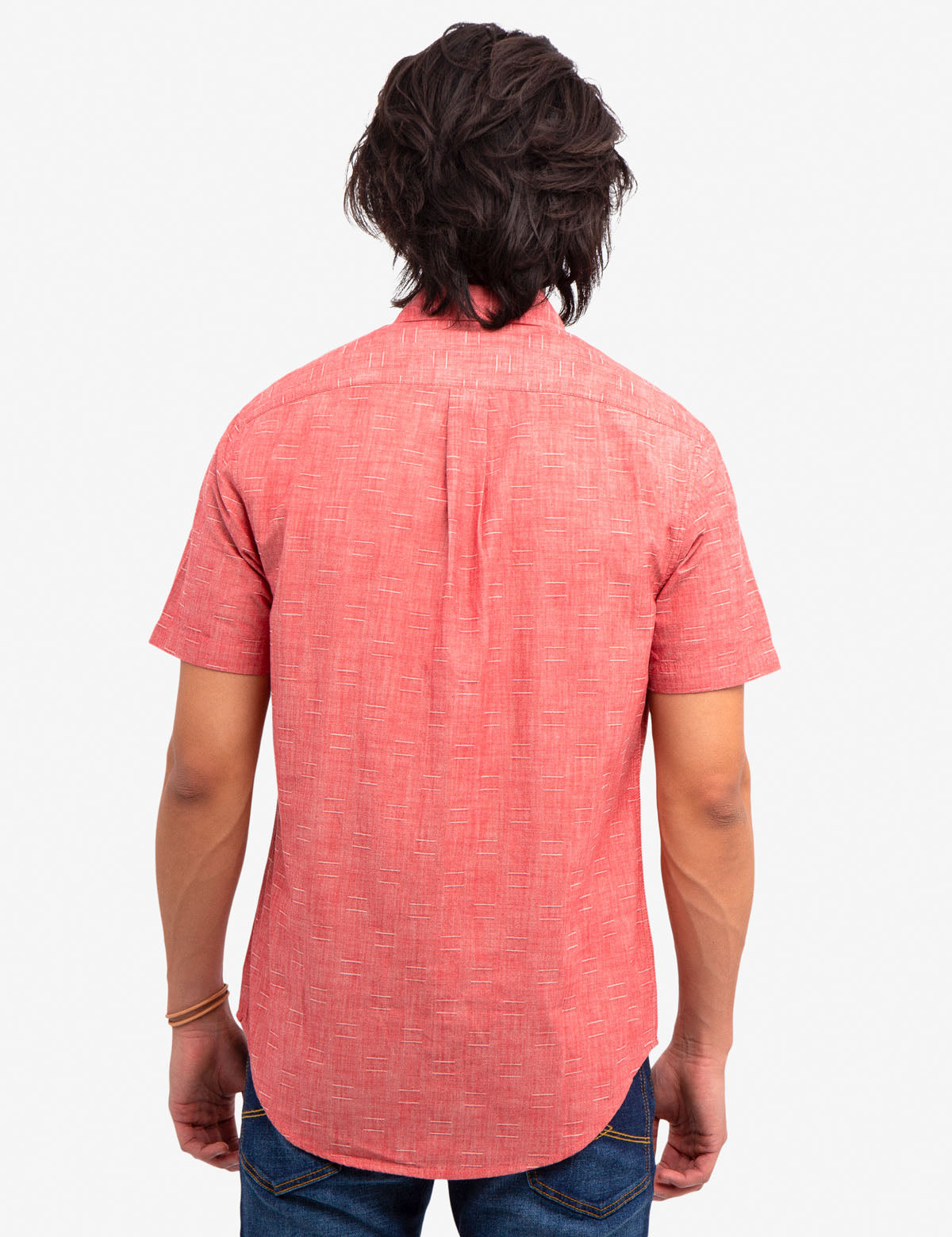 Slub Dobby Cotton Shirt with Button Front & Pocket | Casual Short Sleeve