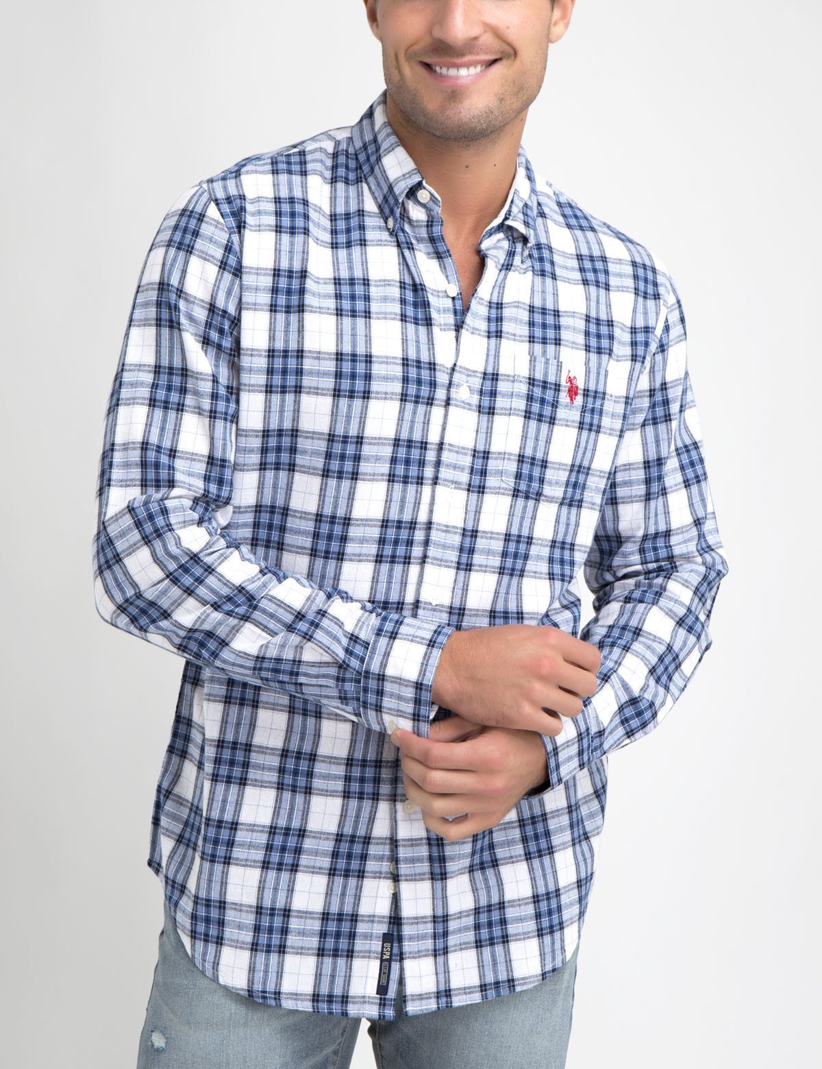 Slub Oxford Button-Up Shirt with Chest Pocket | Casual Long Sleeve