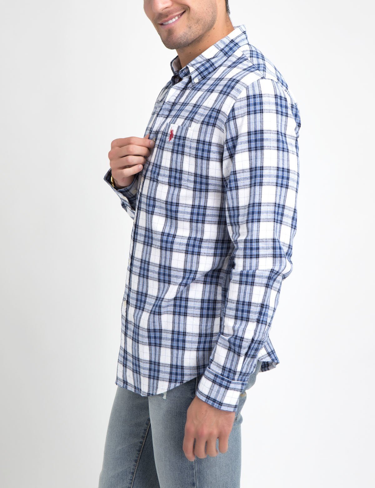 Slub Oxford Button-Up Shirt with Chest Pocket | Casual Long Sleeve