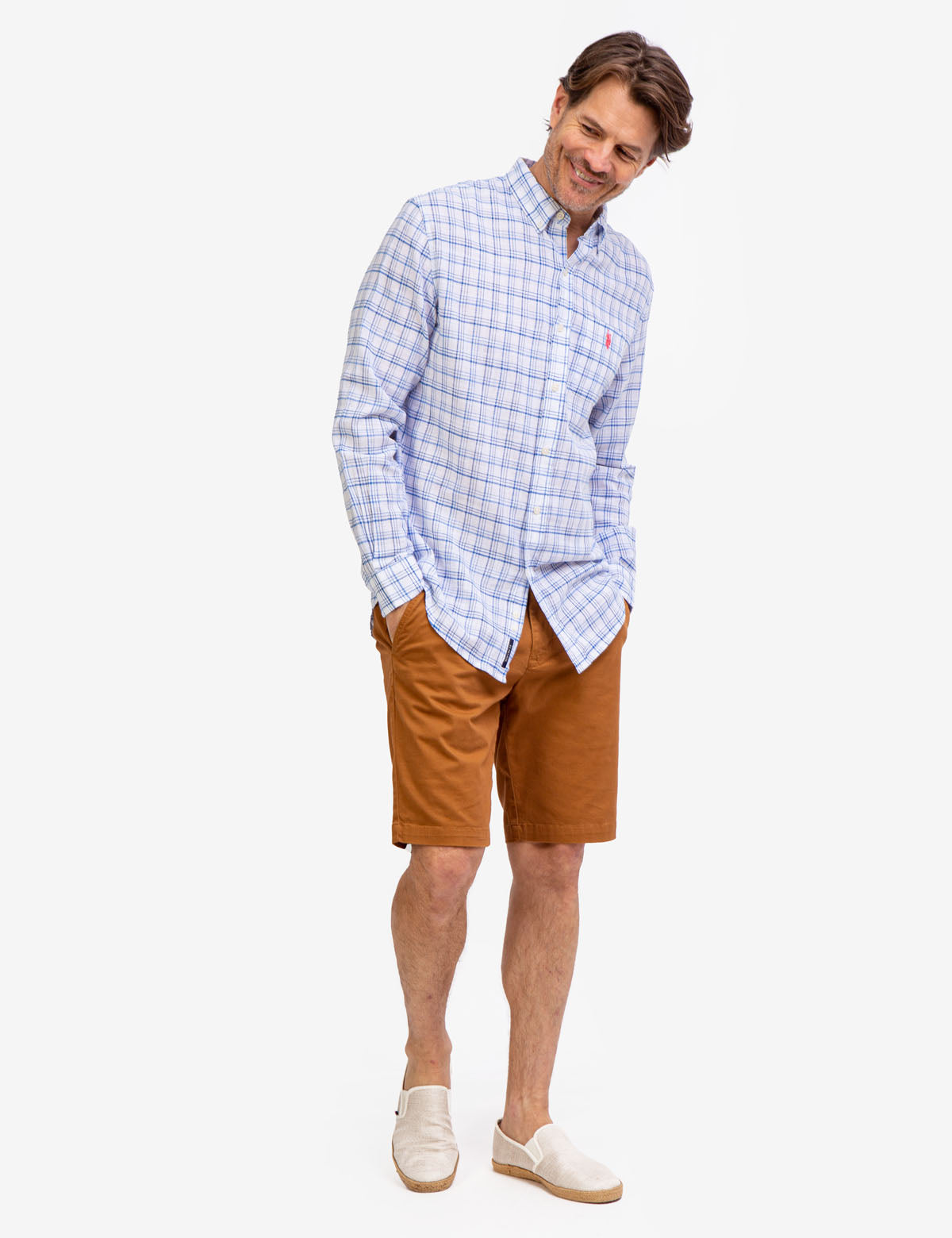 Slub Plaid Long Sleeve Shirt with Patch Pocket | 100% Cotton