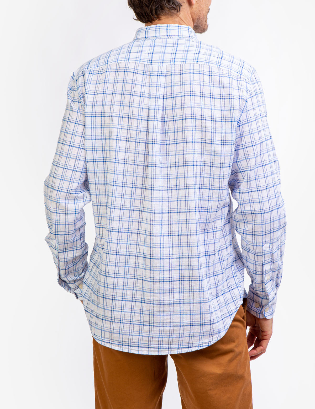 Slub Plaid Long Sleeve Shirt with Patch Pocket | 100% Cotton