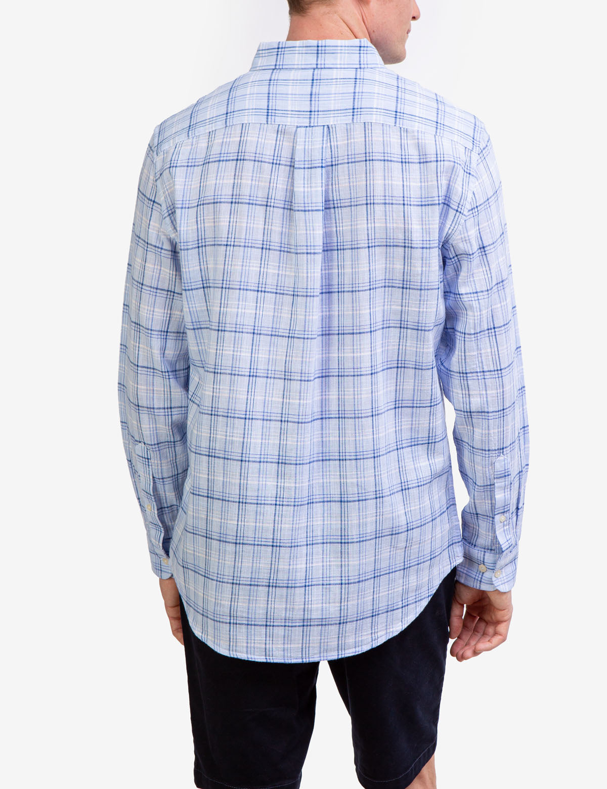 Slub Plaid Long Sleeve Shirt with Patch Pocket | 100% Cotton