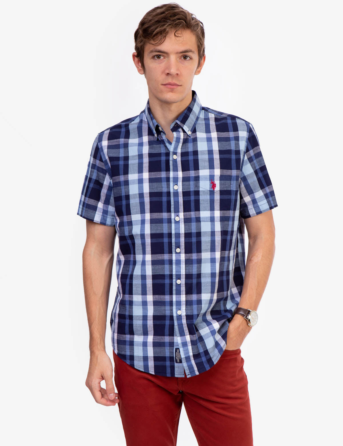 Slub Plaid Short Sleeve Shirt for Men | Casual Summer Style