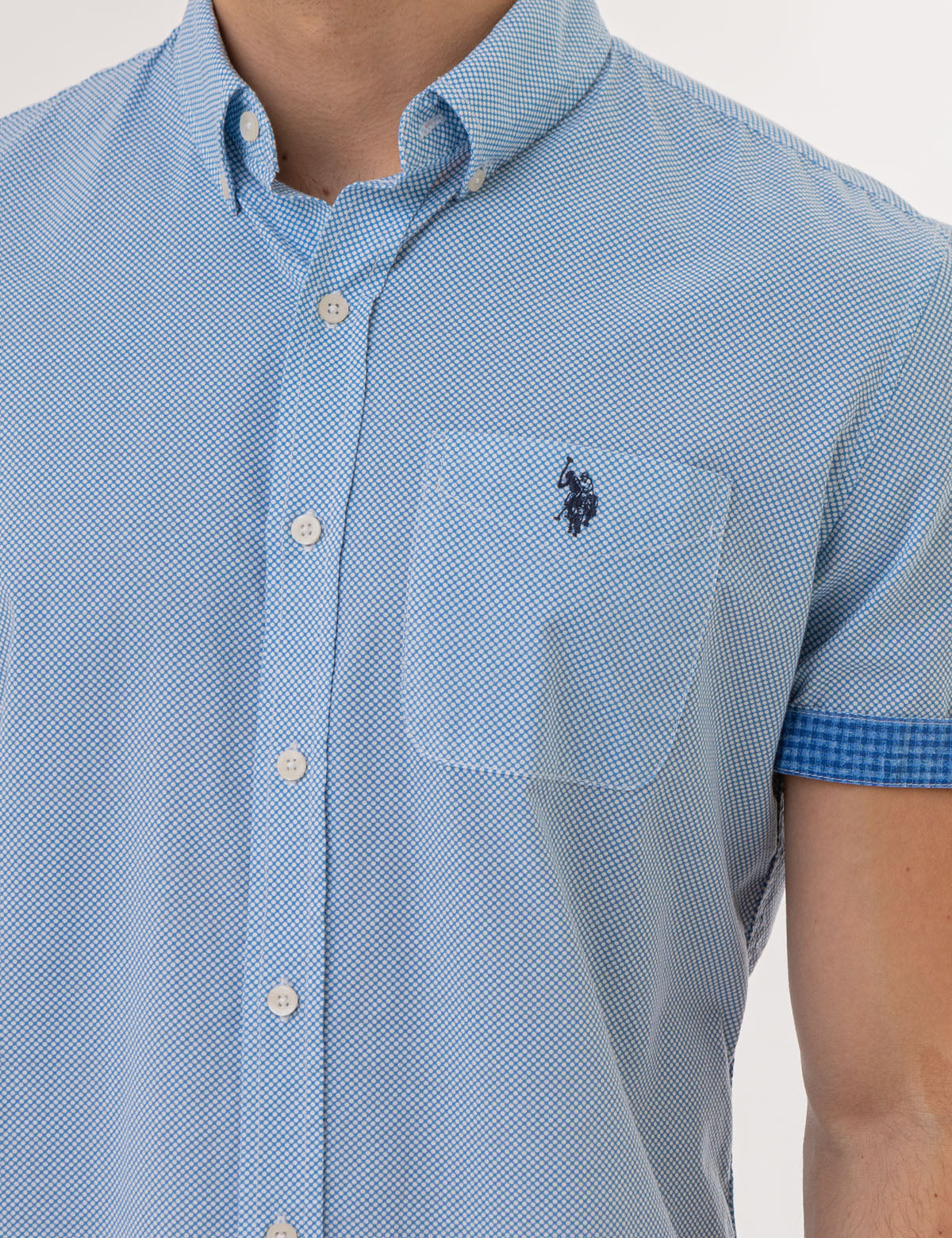 Slub Poplin Woven Shirt with Contrast Facing | Casual Men's Shirt