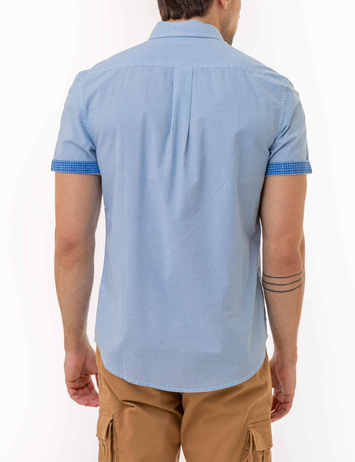 Slub Poplin Woven Shirt with Contrast Facing | Casual Men's Shirt