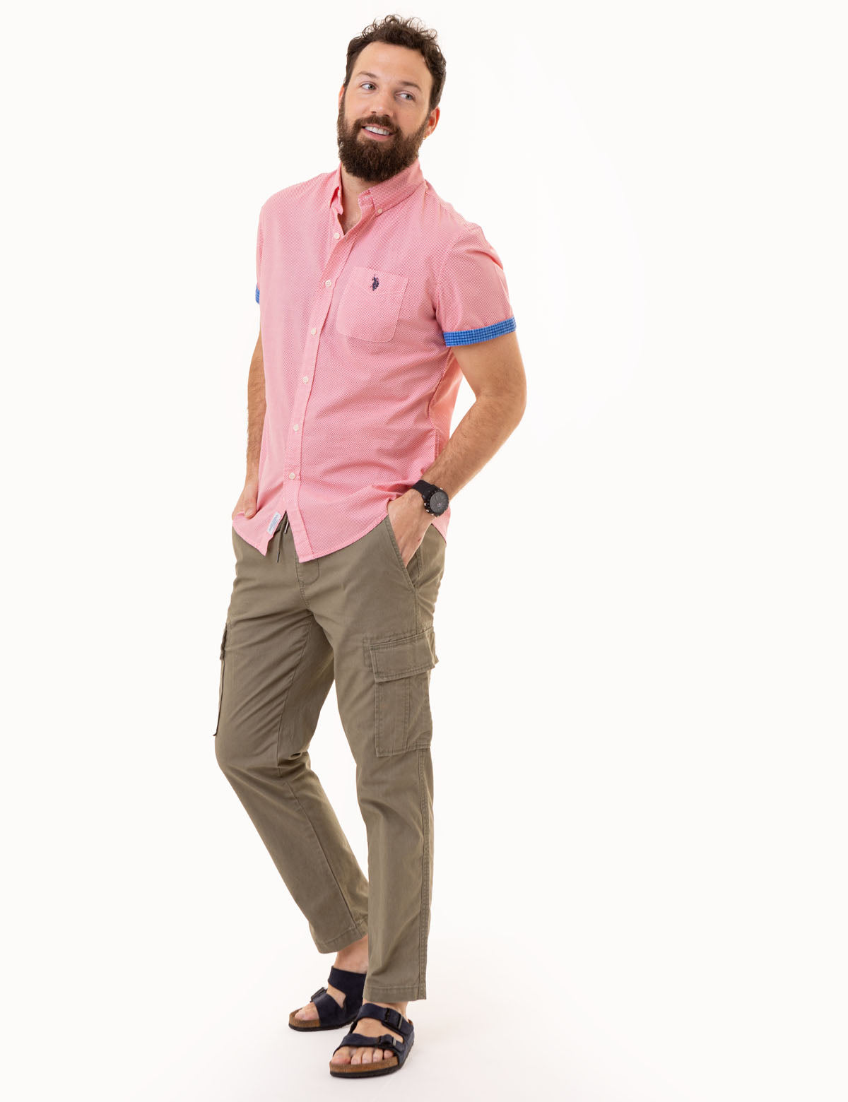 Slub Poplin Woven Shirt with Contrast Facing | Casual Men's Shirt