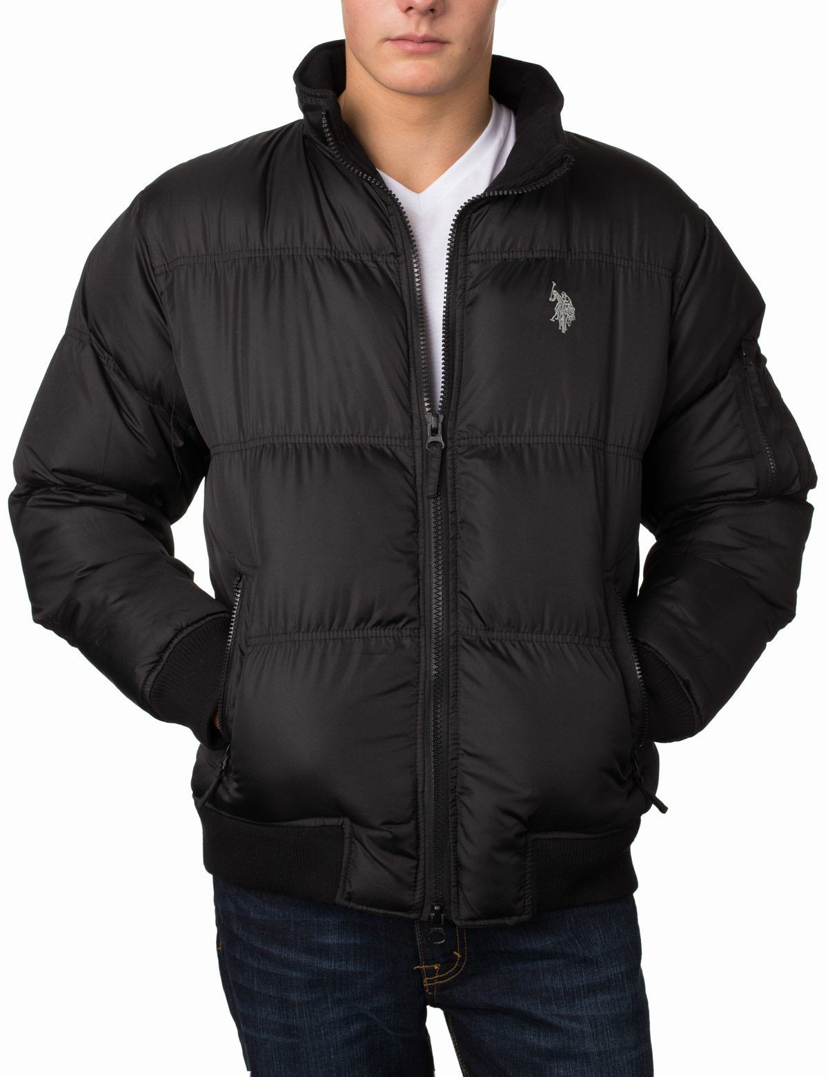 Men's Fleece-Lined Puffer Jacket for Winter | Small Logo Design