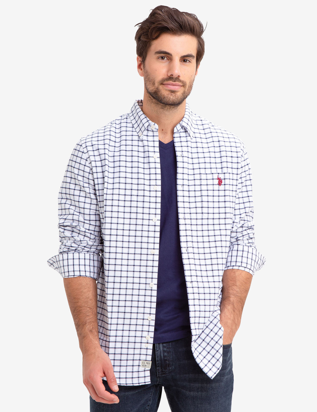 Plaid Oxford Shirt for Men | Cotton-Polyester Blend