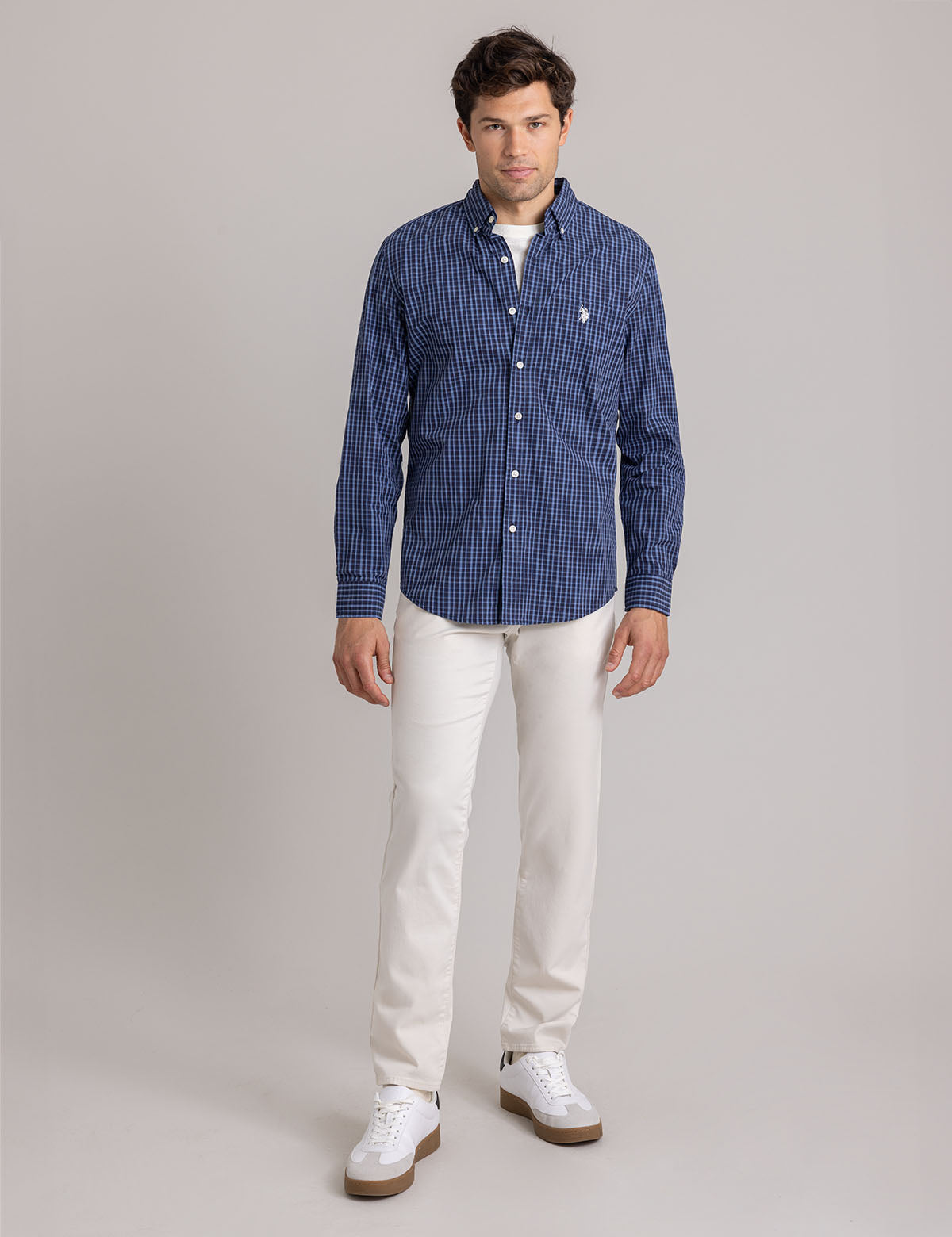 Small Plaid Cotton Shirt with Button Front & Long Sleeves