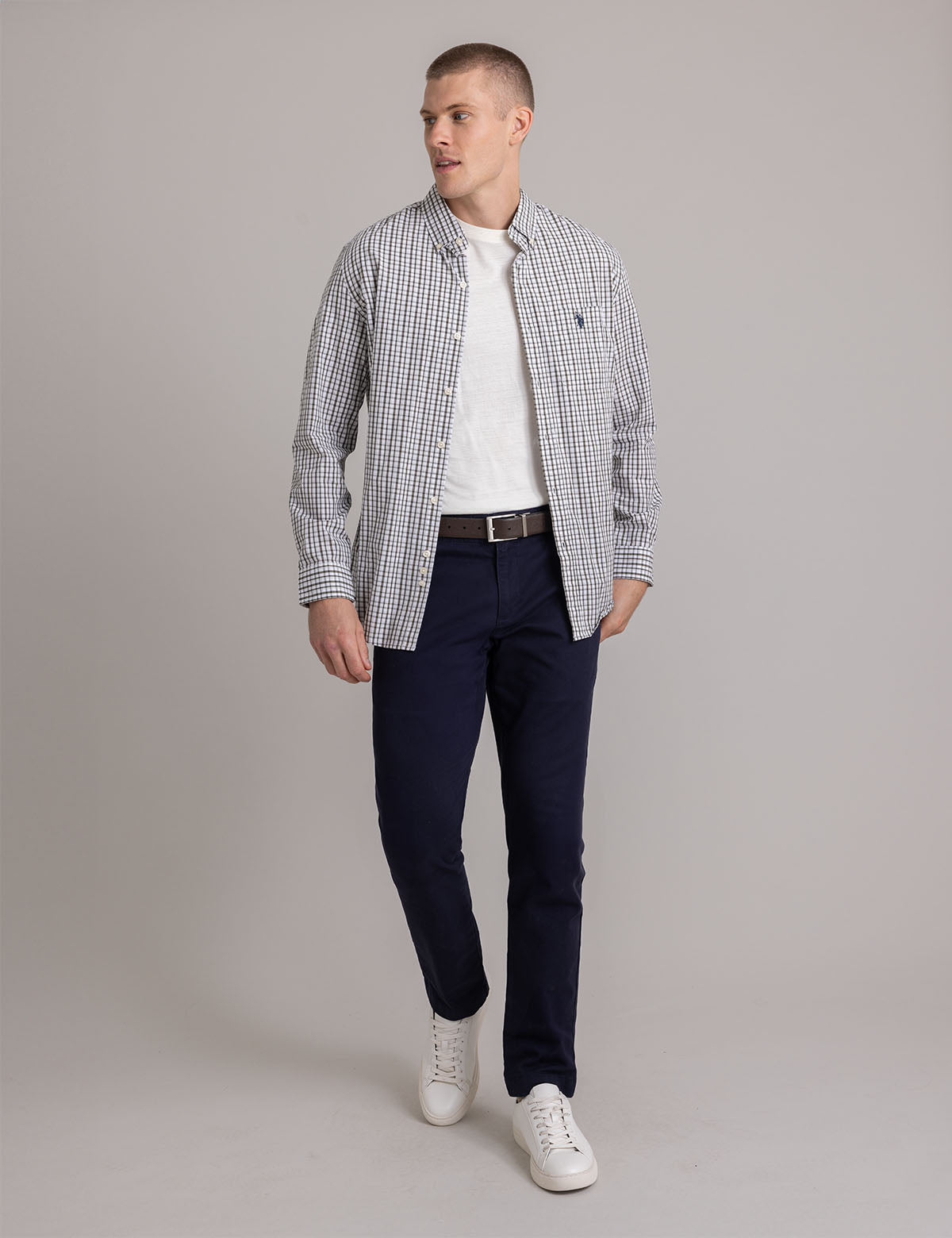 Small Plaid Cotton Shirt with Button Front & Long Sleeves