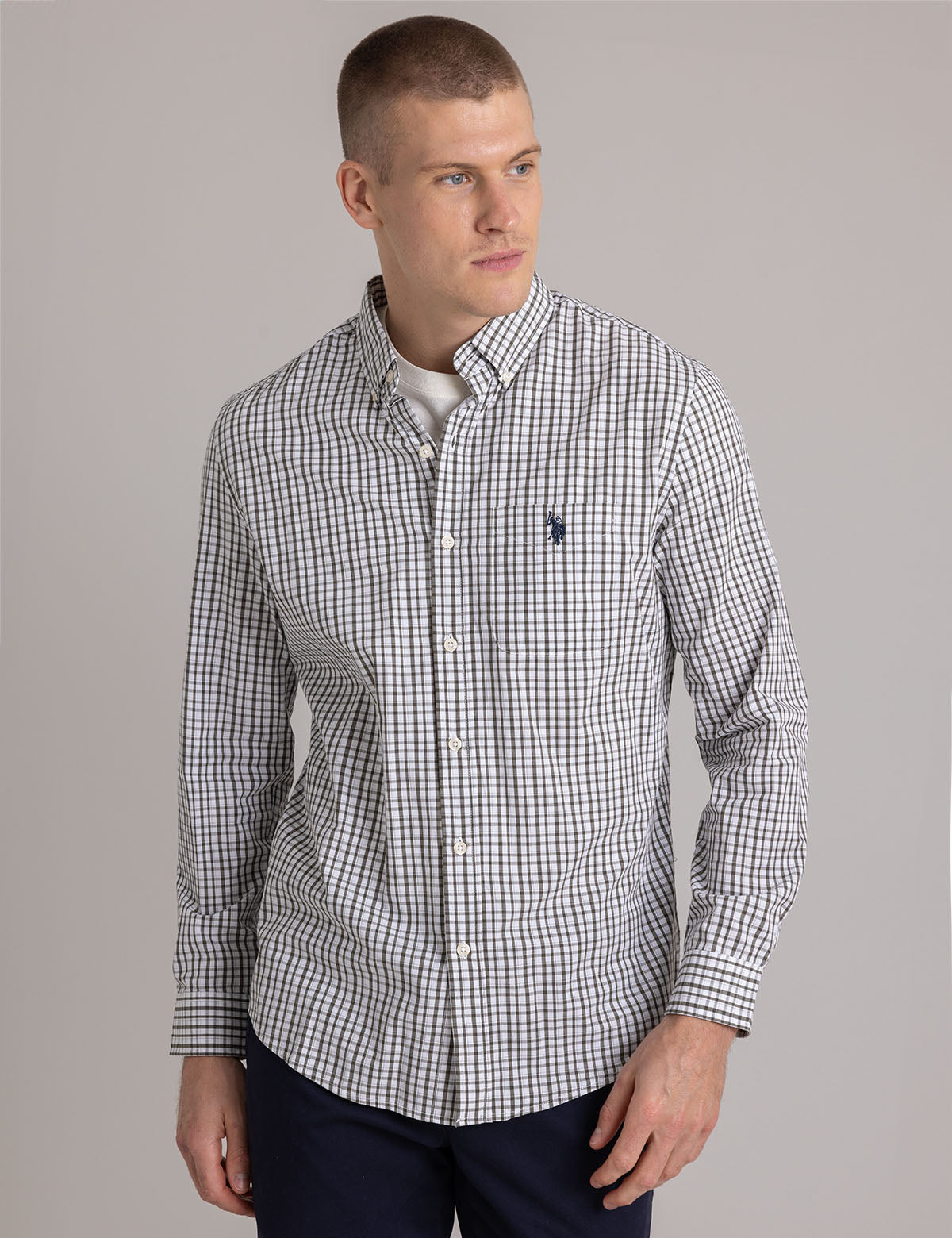 Small Plaid Cotton Shirt with Button Front & Long Sleeves