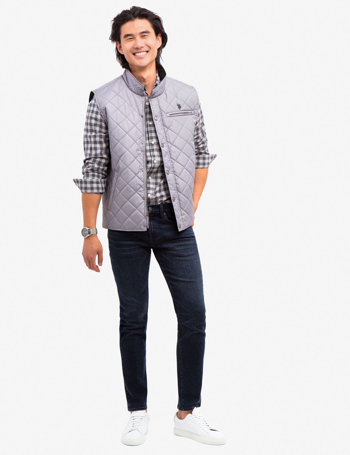 Plaid Slub Shirt with Pocket & Logo | Small Fit