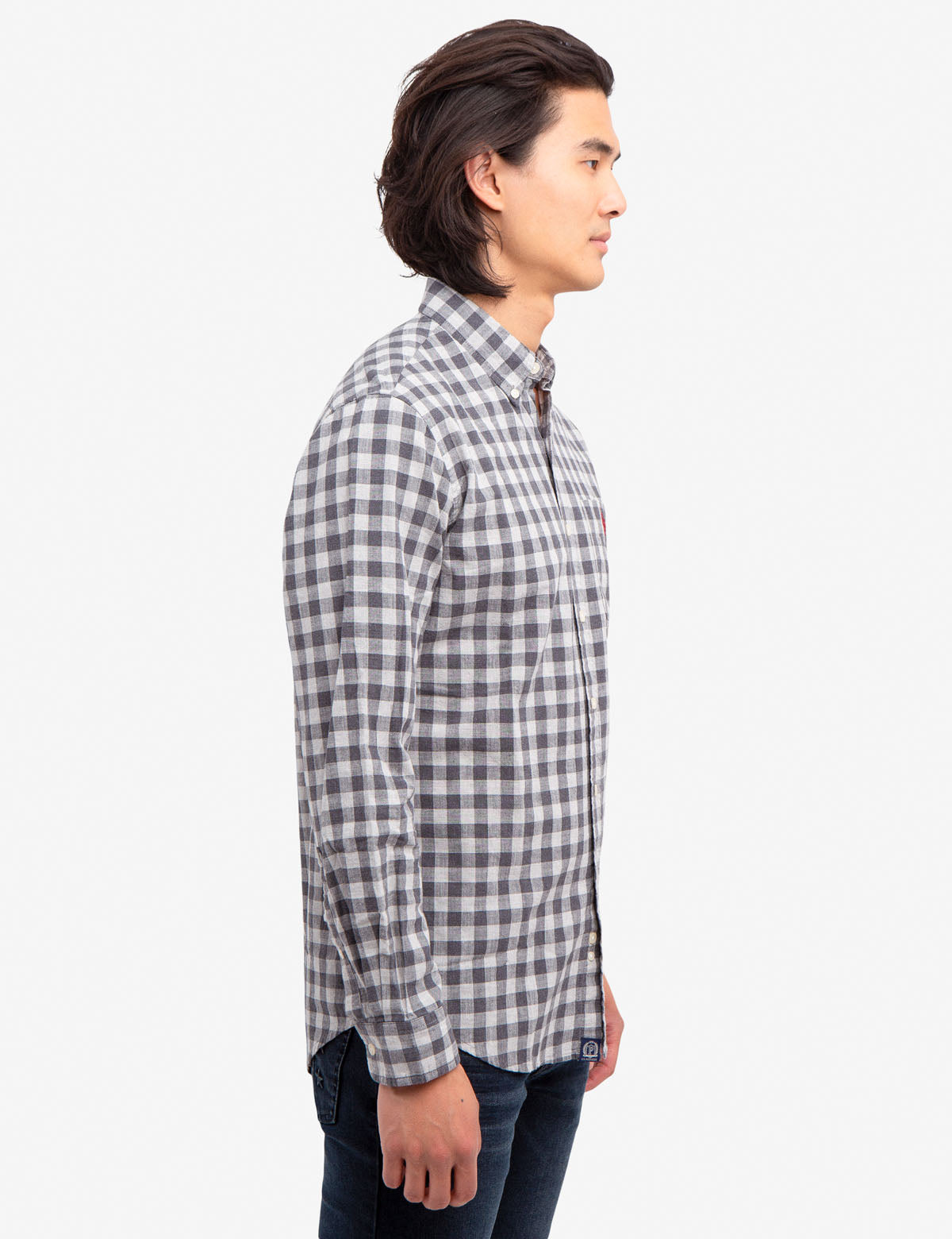Plaid Slub Shirt with Pocket & Logo | Small Fit