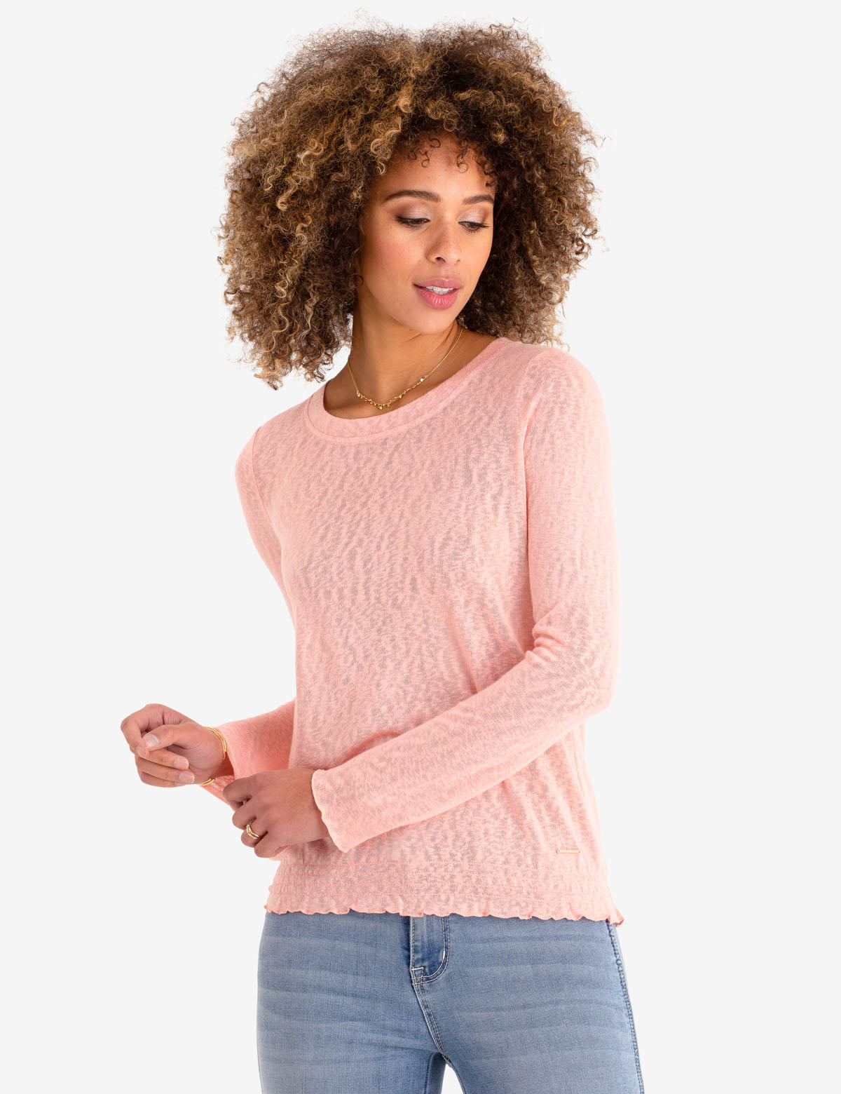 Smocked Long Sleeve Top with Cheetah Print Detail | U.S. Polo Assn.