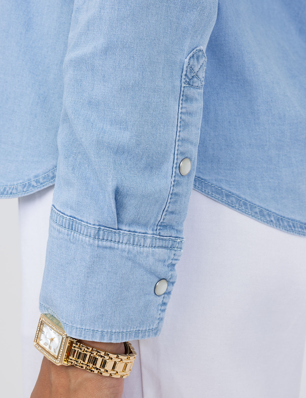 Snap Placket Denim Shirt for Men | Casual Button-Up