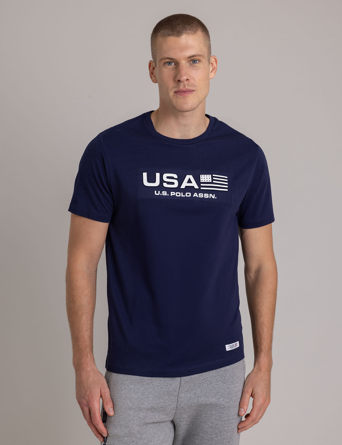 USA Flag Embossed Jersey T-Shirt | Patriotic Casual Wear