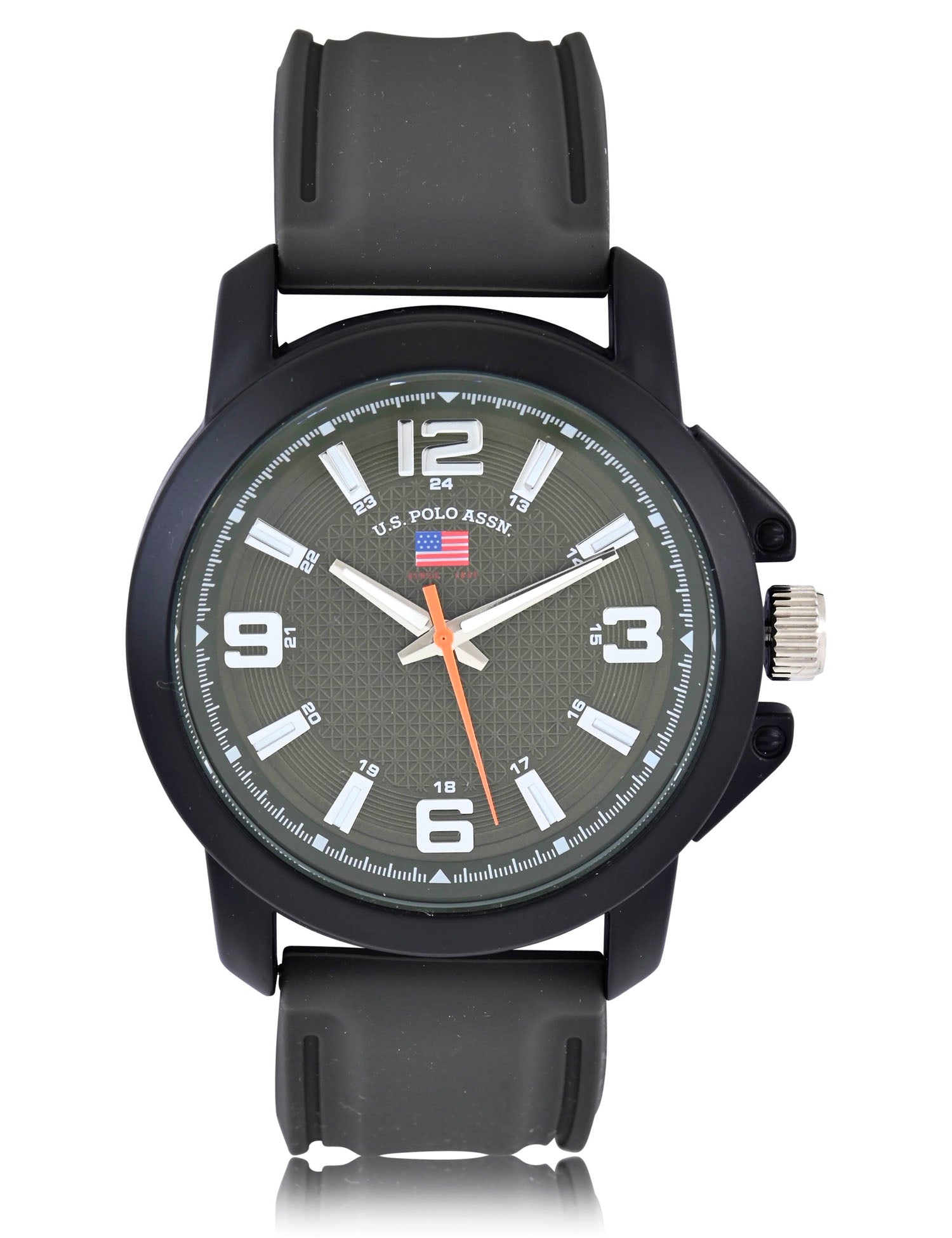 Black Strap Green Face Analog Watch for Men | Classic Timepiece