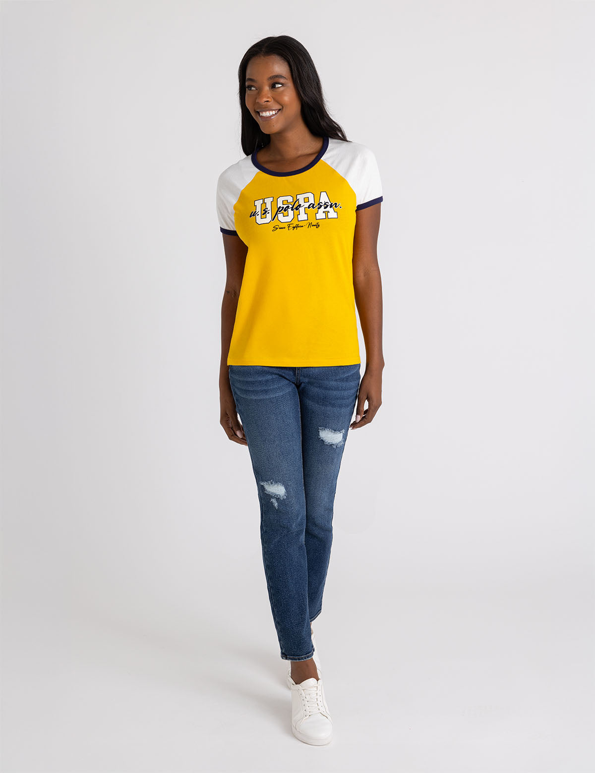 Flocked Script Raglan Ringer T-Shirt | Vintage Style Tee