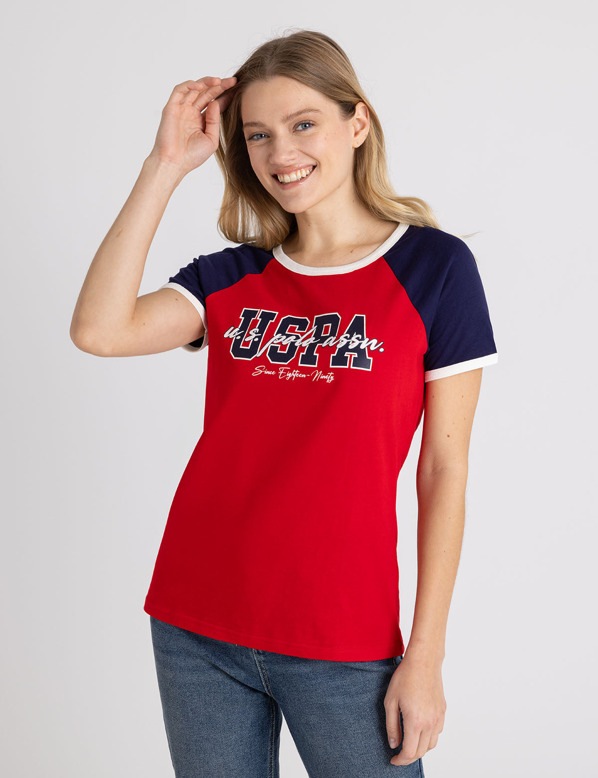 Flocked Script Raglan Ringer T-Shirt | Vintage Style Tee