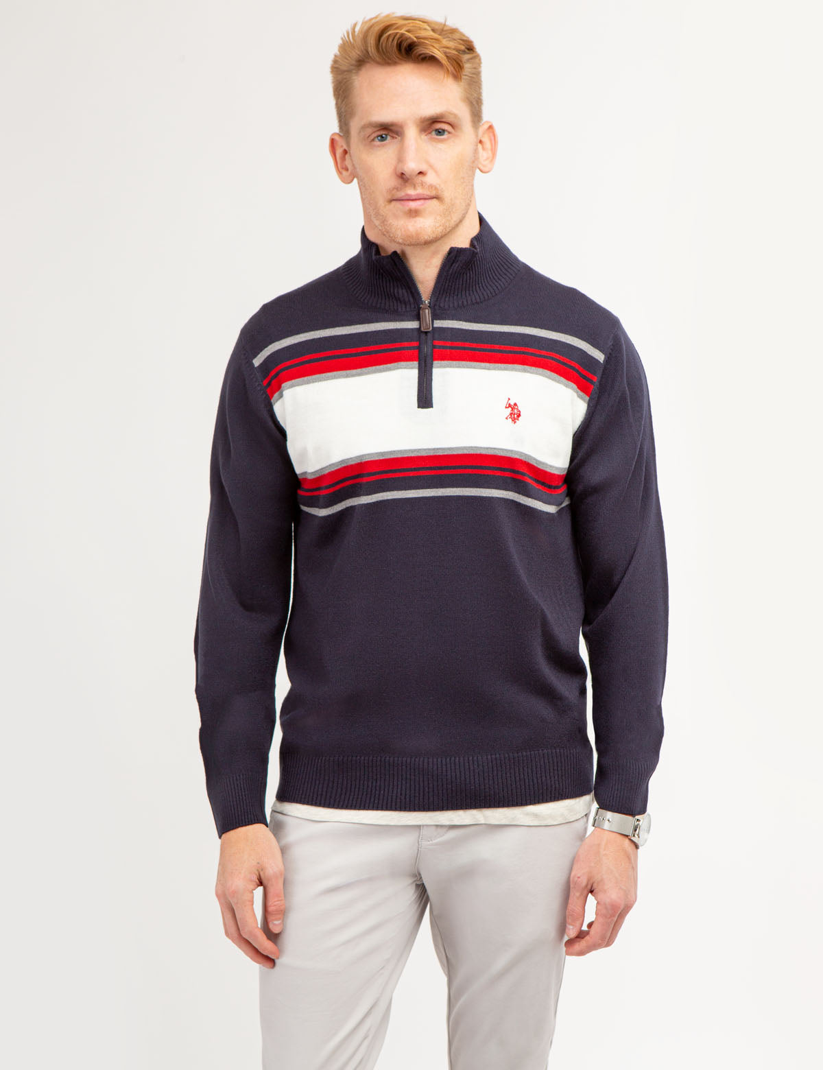 Soft Stripe 1/4 Zip Sweater for Men & Women | Comfortable Knit