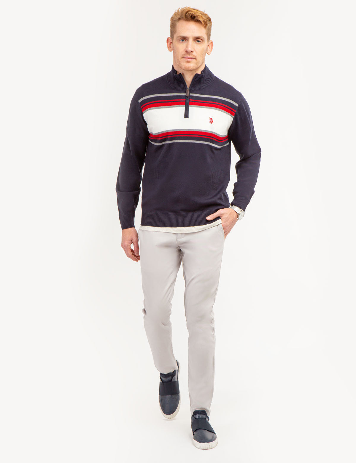 Soft Stripe 1/4 Zip Sweater for Men & Women | Comfortable Knit