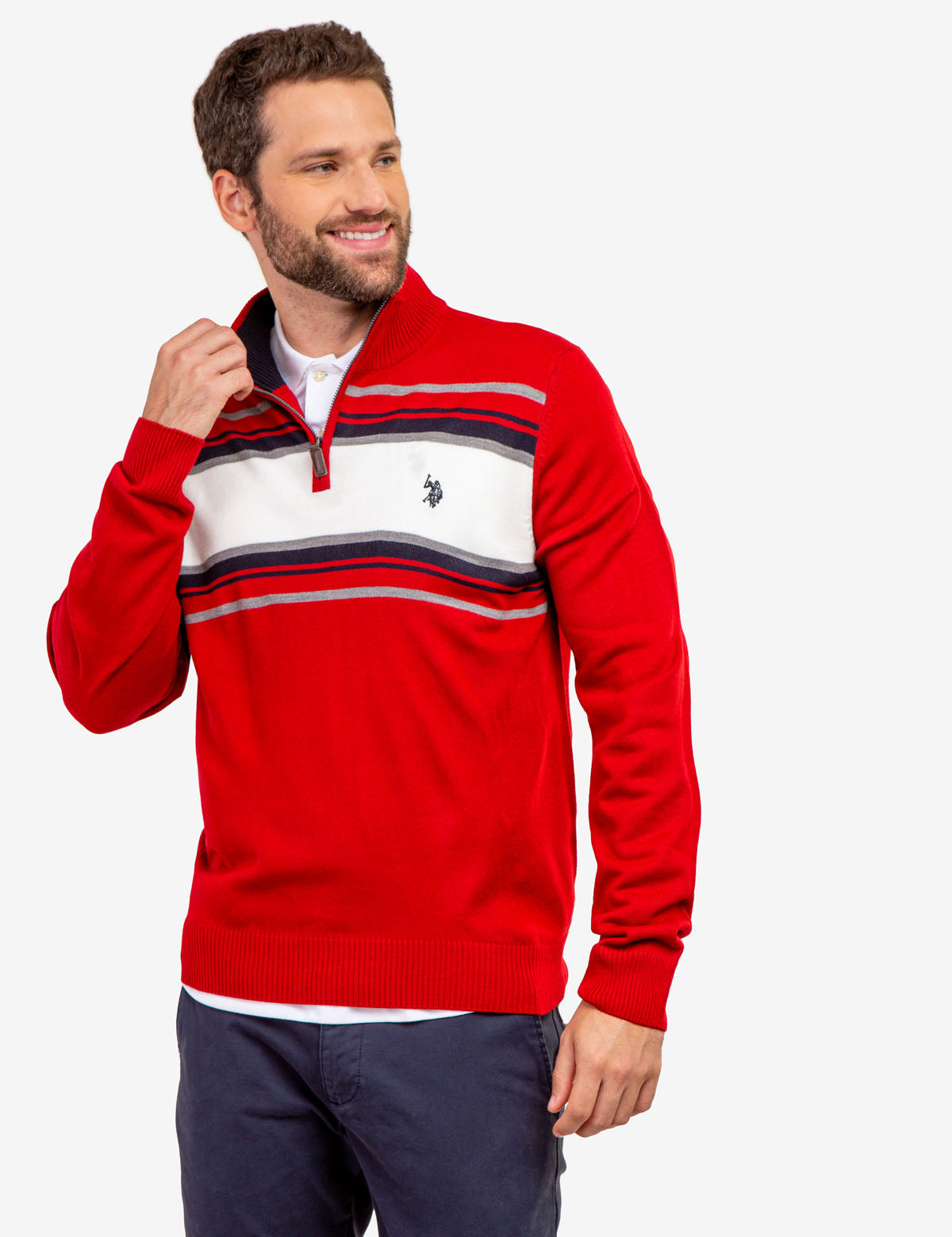 Soft Stripe 1/4 Zip Sweater for Men & Women | Comfortable Knit