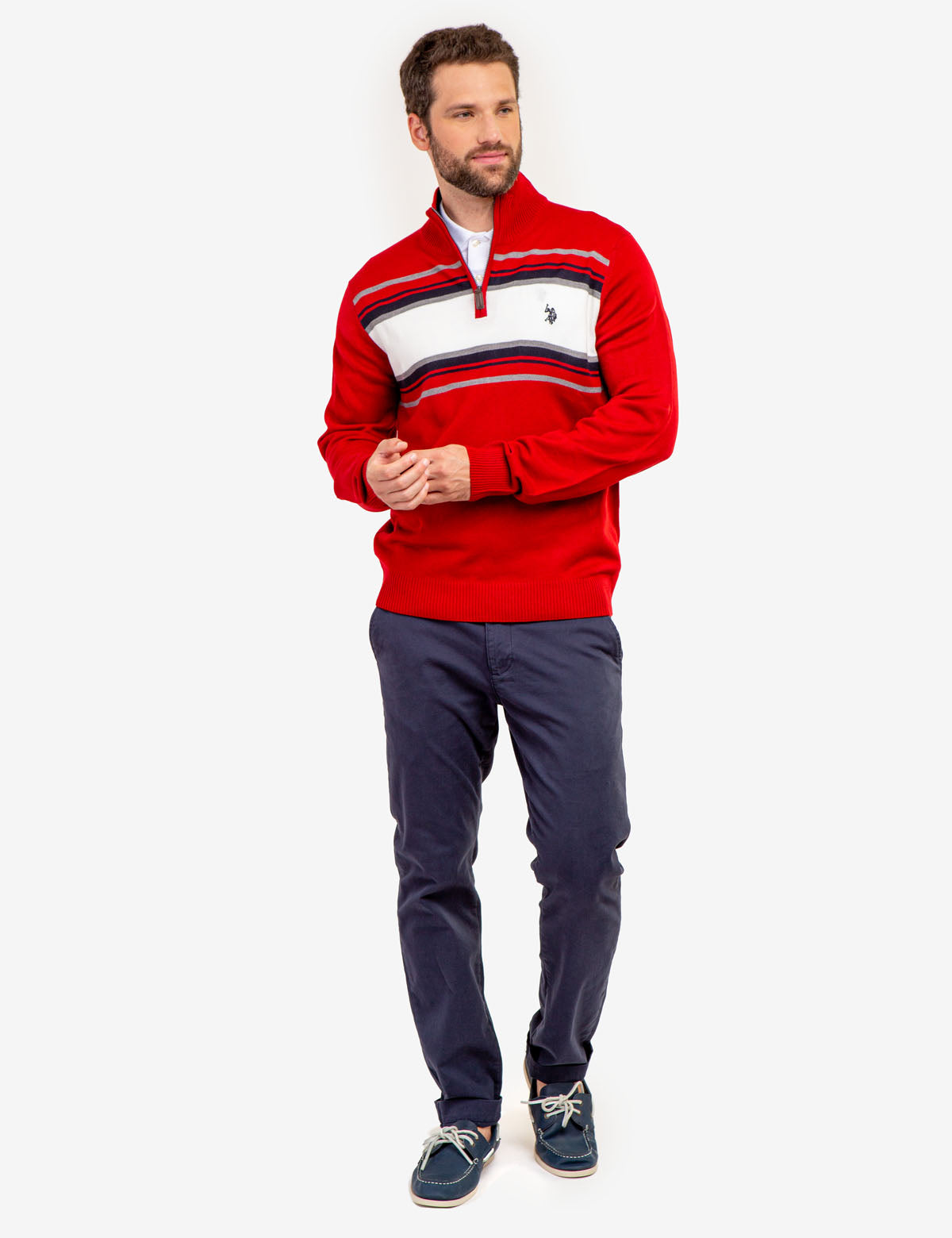 Soft Stripe 1/4 Zip Sweater for Men & Women | Comfortable Knit
