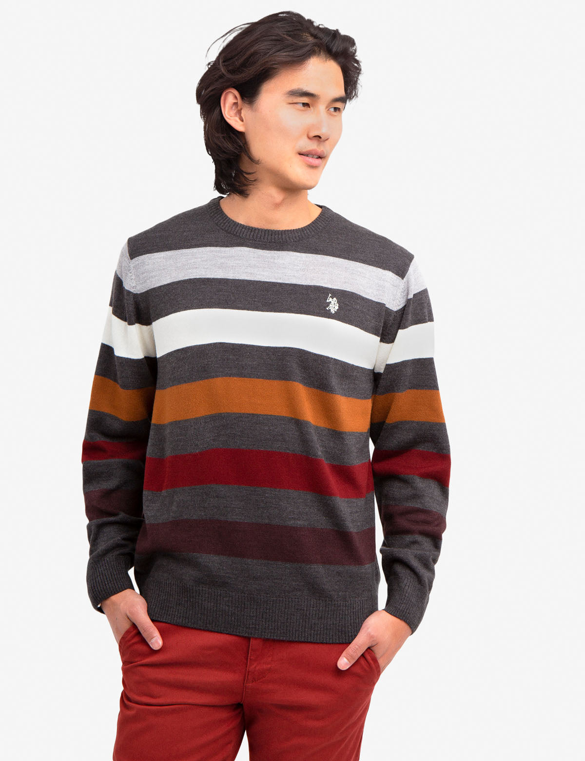 Soft Striped Sweater with Crew Neck | Multicolor Knitwear