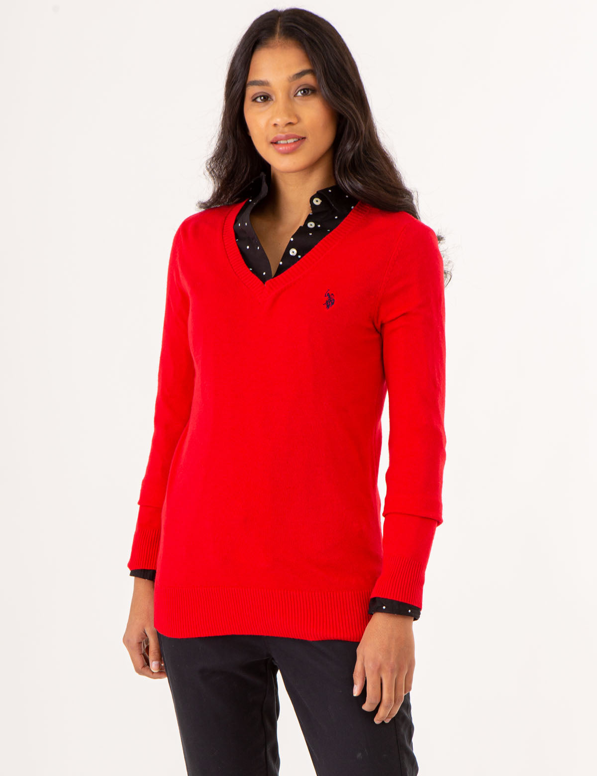 Soft Touch V-Neck Sweater with Ribbed Details | Casual Long Sleeve