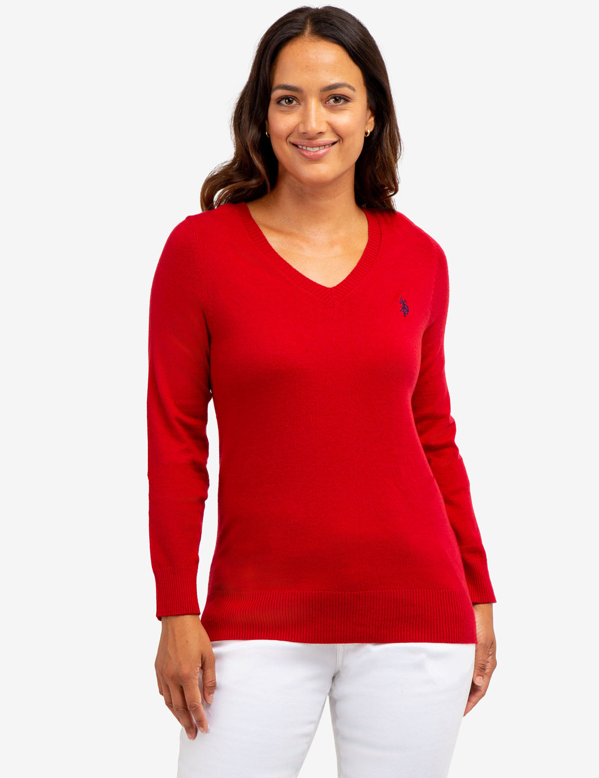 Soft Touch V-Neck Sweater with Ribbed Details | Casual Long Sleeve