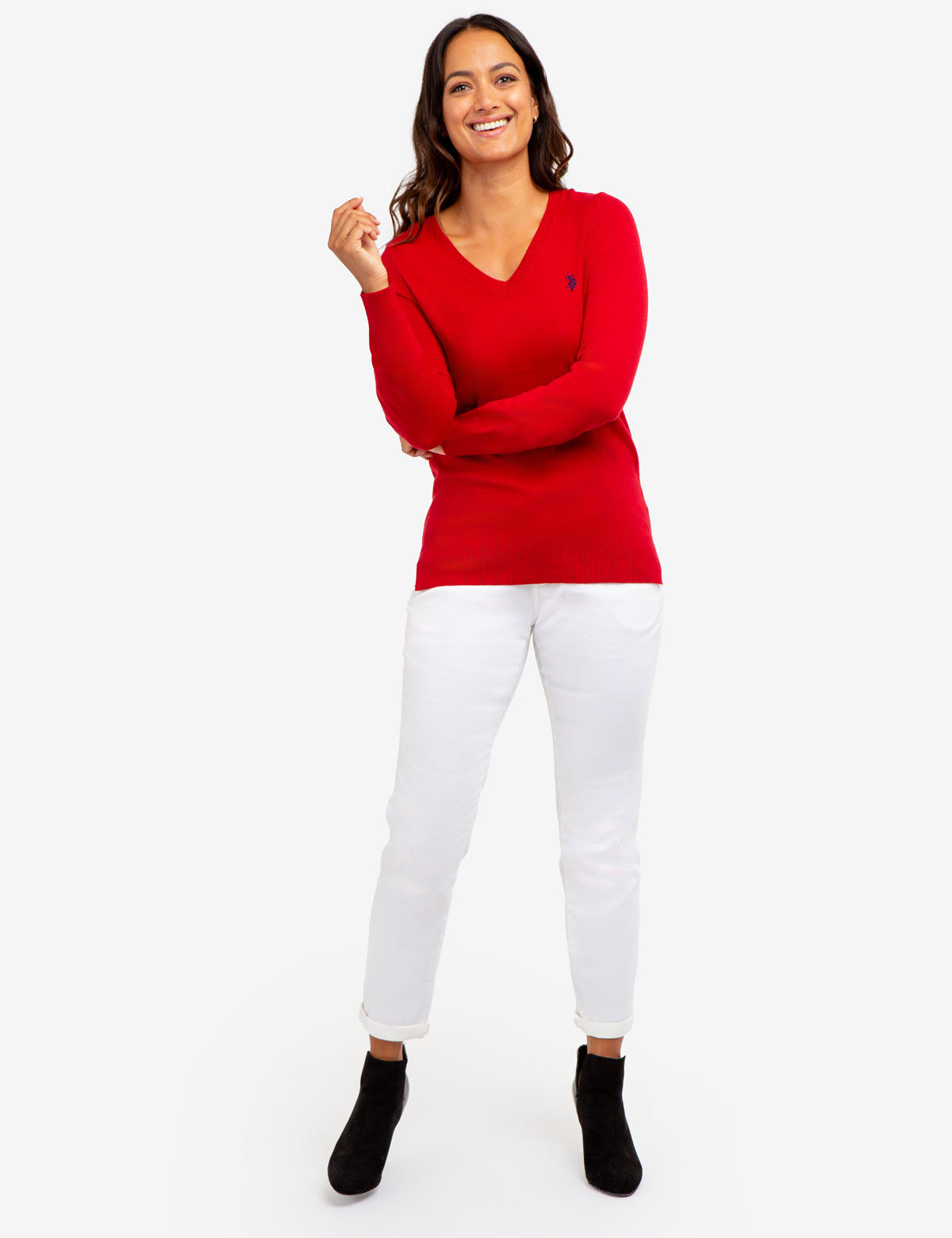 Soft Touch V-Neck Sweater with Ribbed Details | Casual Long Sleeve