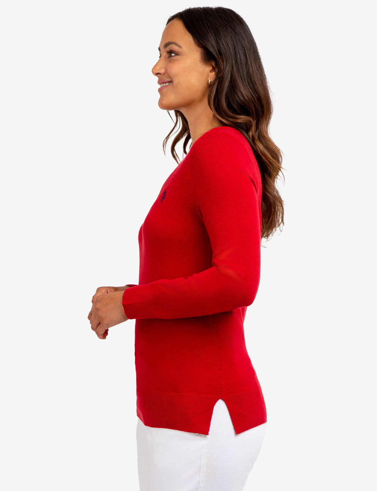 Soft Touch V-Neck Sweater with Ribbed Details | Casual Long Sleeve