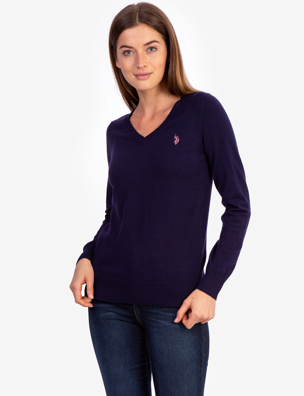 Soft Touch V-Neck Sweater with Ribbed Details | Casual Long Sleeve