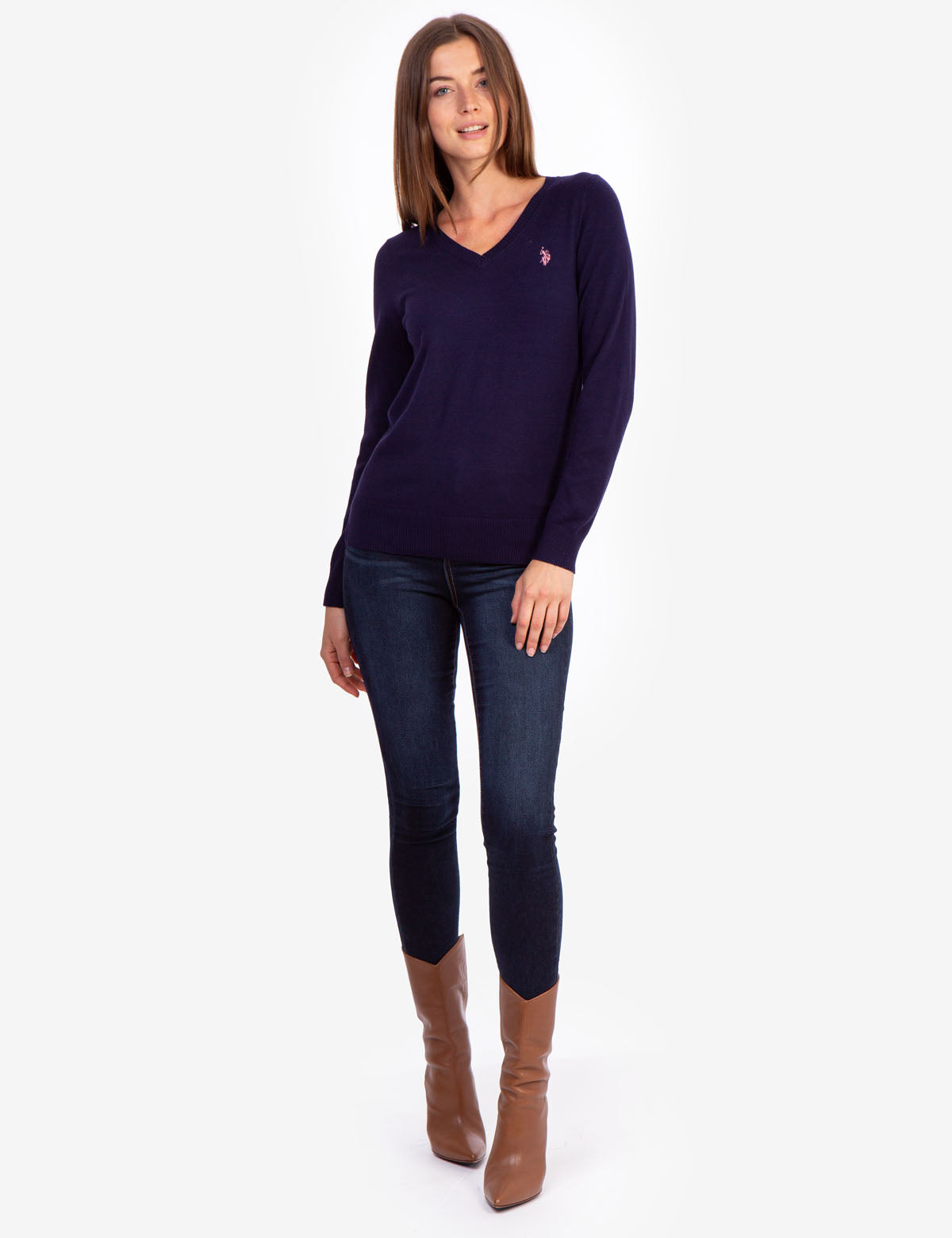Soft Touch V-Neck Sweater with Ribbed Details | Casual Long Sleeve