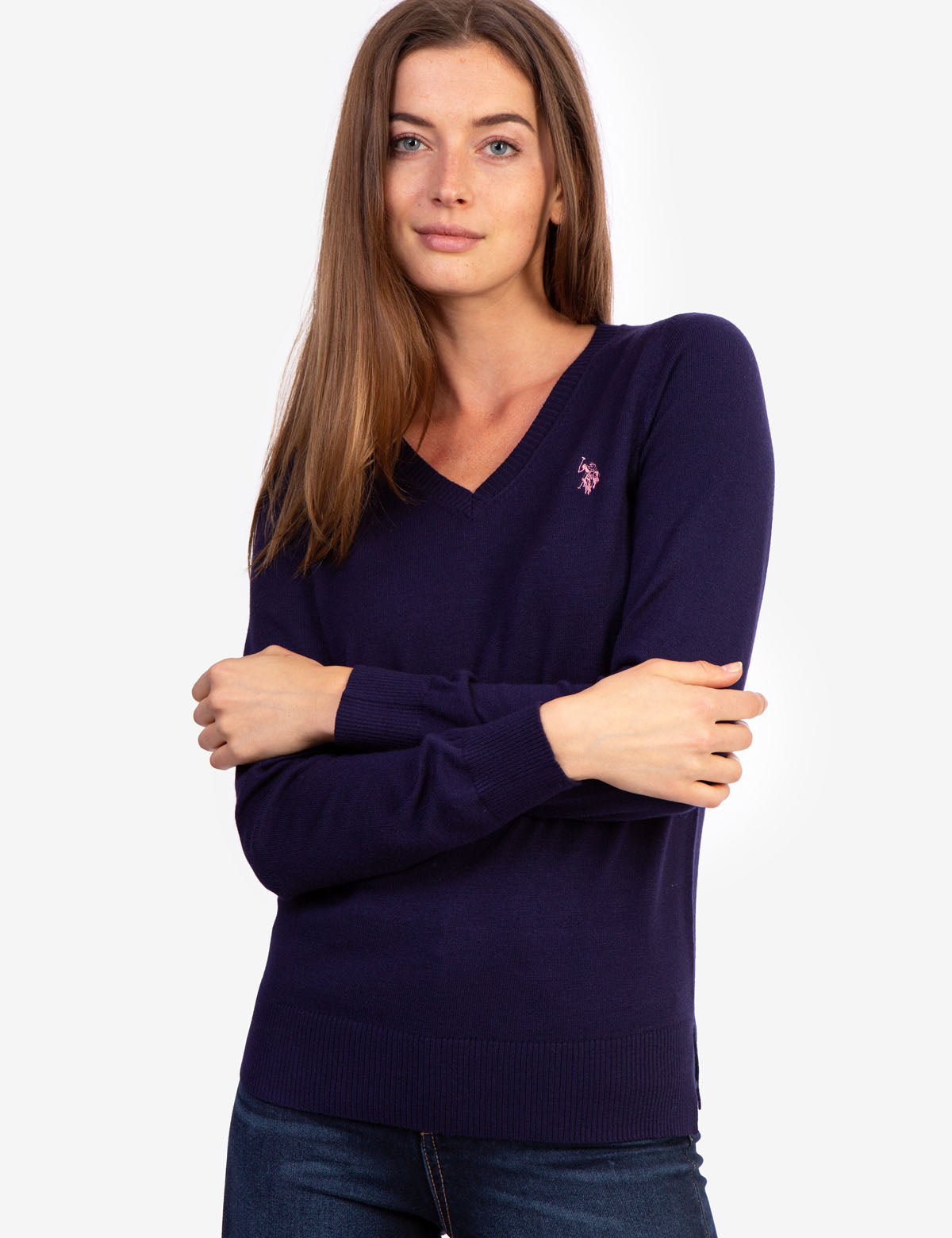 Soft Touch V-Neck Sweater with Ribbed Details | Casual Long Sleeve